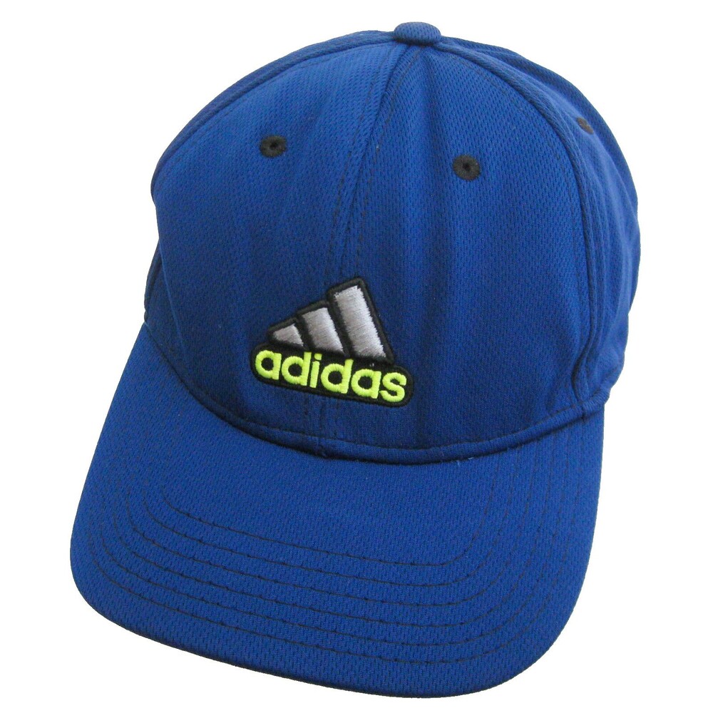 ADIDAS Men's Blue Baseball Cap Logo Hat (Adult L-XL Stretch Fit) Climalite